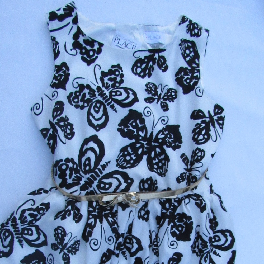 Children's Place Black White Butterfly Print Dress